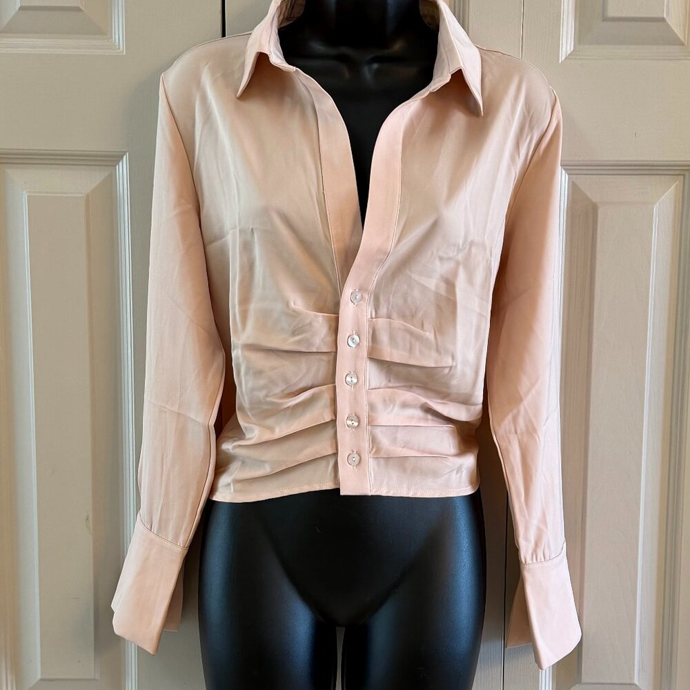 NWT Express Pink Satin Shirt – Women’s Shiny Dressy Blouse